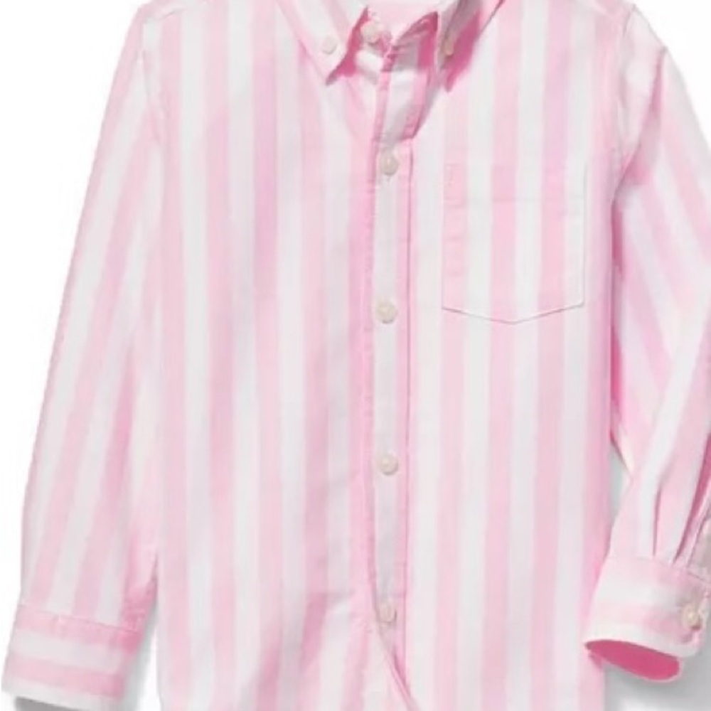 Janie and Jack preppy‎ pink and white stripe button down oxford shirt derby